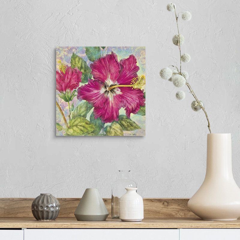 Hibiscus, art mural sur toile, Toile tendue, H 12 po x l 12 po x P 1,25 po