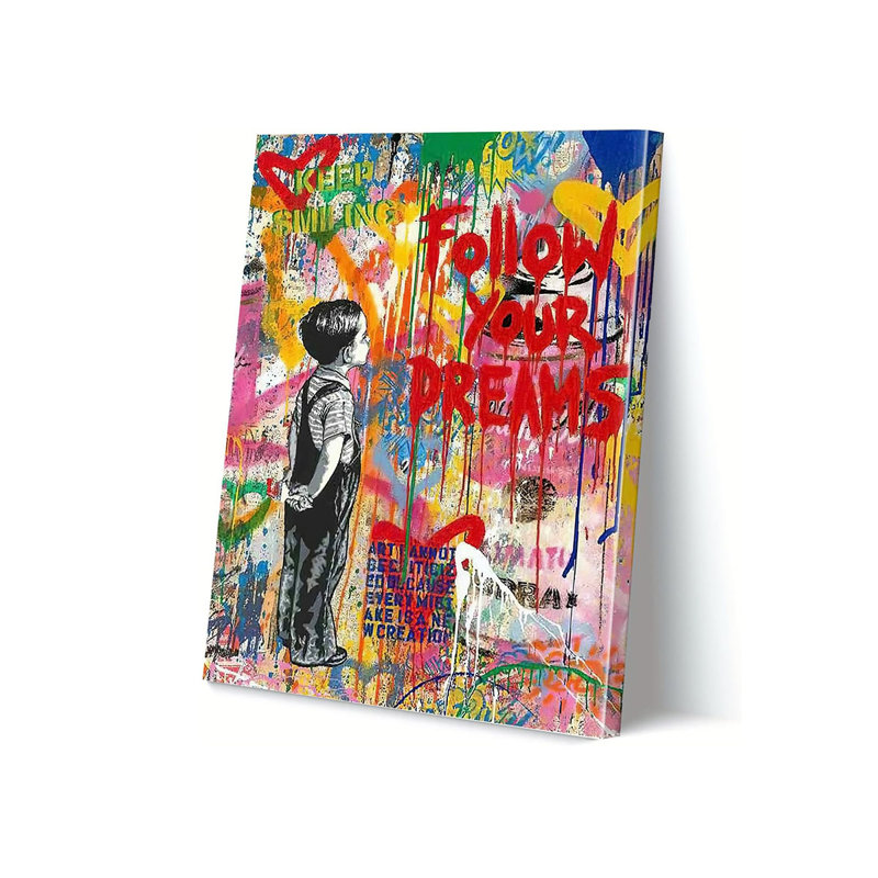 Banksy Wall Art - Street Graffiti Wall Decor - Inspirational Quotes Artwork for Living Room, Bedroom, Bathroom, Office - 30x40cm/12x16in