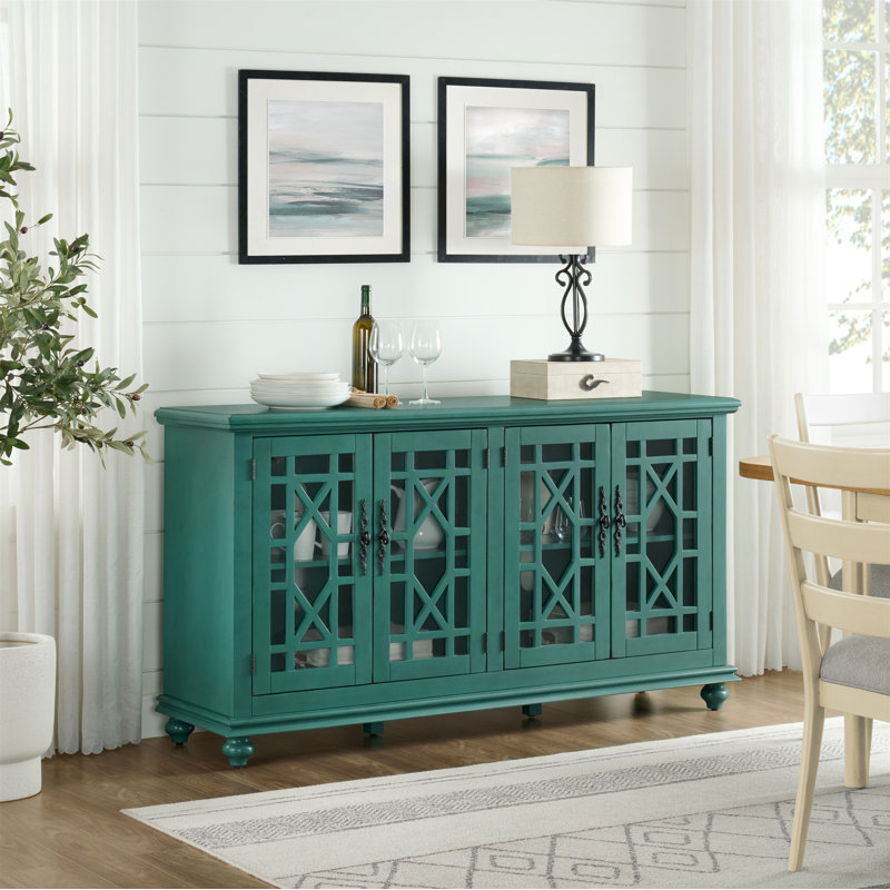 Ahmara 63'' Media Console for TVs up to 65”, Antique Teal-Green