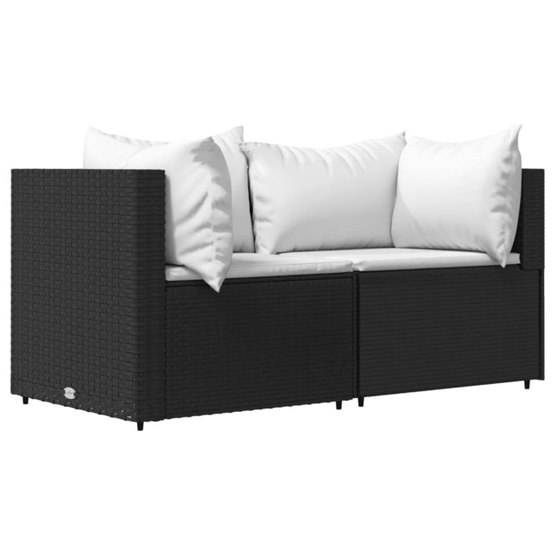 Arubah 24.8'' Wide Square Patio Sofa with Cushions, Black, White