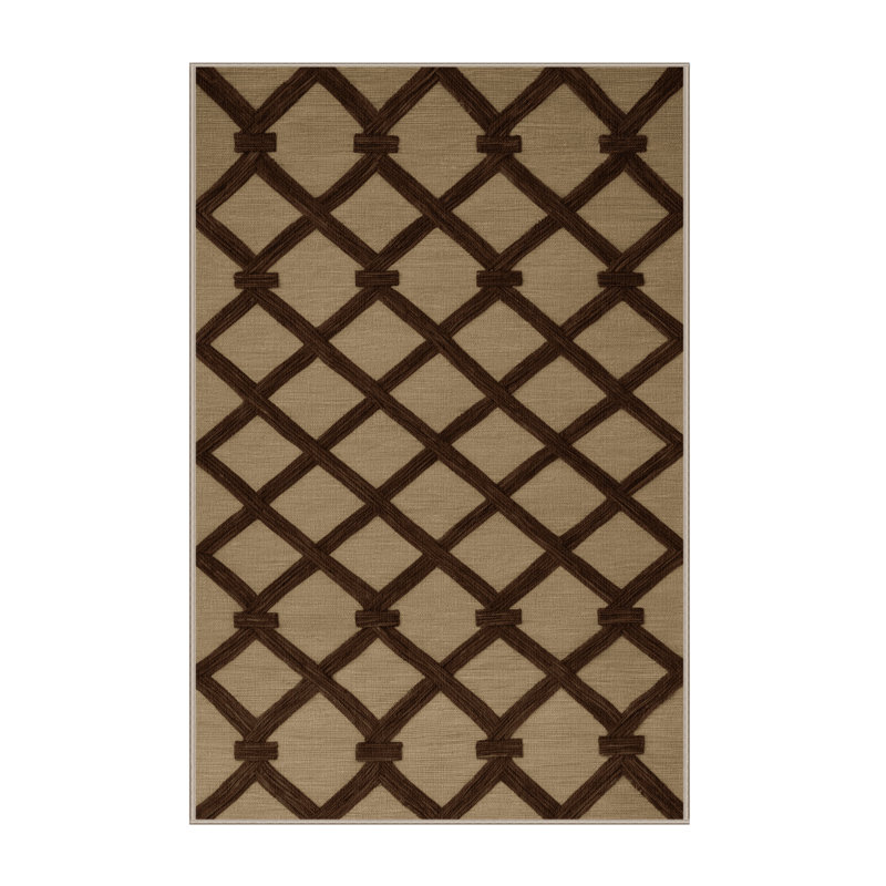 Tapis beige en treillis lavable à la machine, Rectangulaire 2 pi x 3 pi