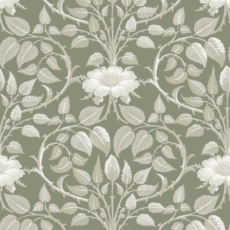 Garden Vine - Silver Moss Botanical Wallpaper