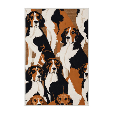 Washable English Foxhound Dogs Area Rug