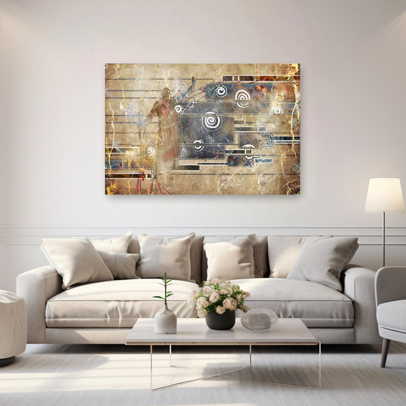 Art mural abstrait géométrique Tribal Spirit Dance, 40" H x 60" W