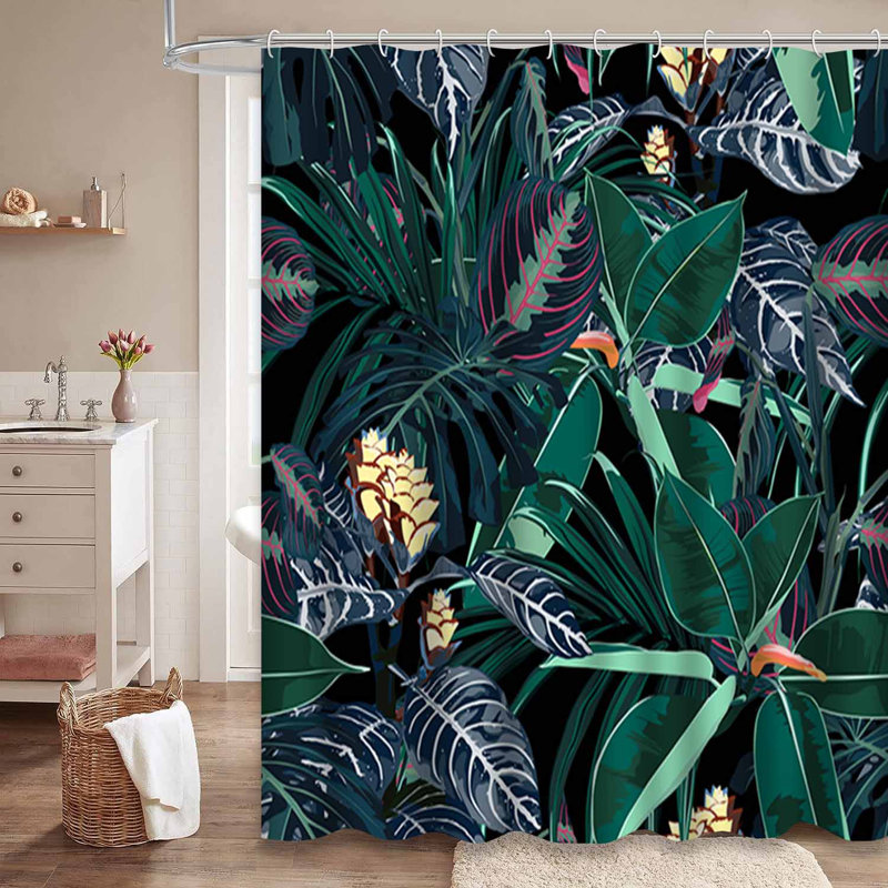 Rideau de douche noir imperméable, rideaux de douche pour la salle de bain avec 12 crochets, L 72 po x l 72 po