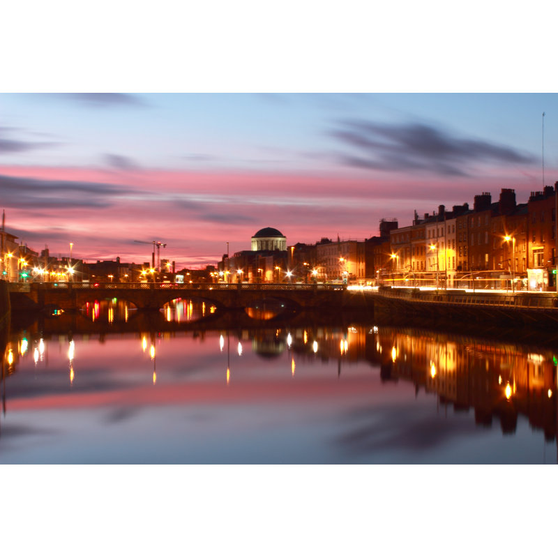 After Sunset River Liffey, Dublin, Ireland 1 Piece Wrapped Canvas Wall Art, 30cm H x 46cm W x 3.8cm D