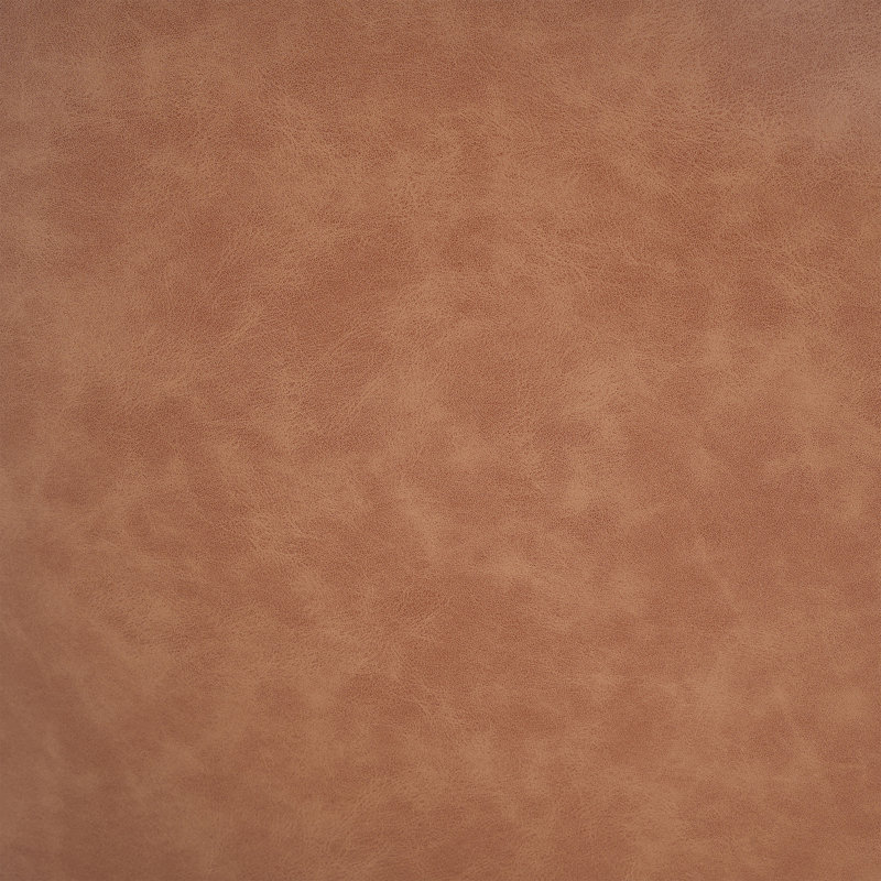 Upholstered Square PU Leather Ottoman, Tan Brown