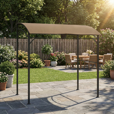 7' x 5' BBQ Grill Gazebo Tent with Steel Frame Hooks, Dark Coffee