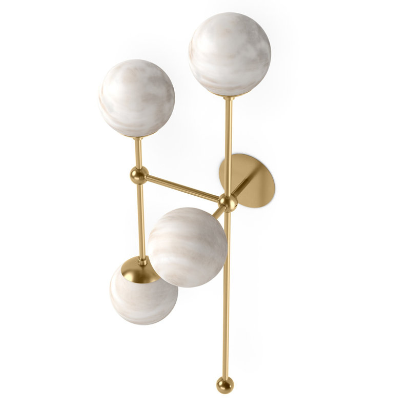Armstrong 4 - Light Armed Sconce, Marbled Matte, Burnished Brass