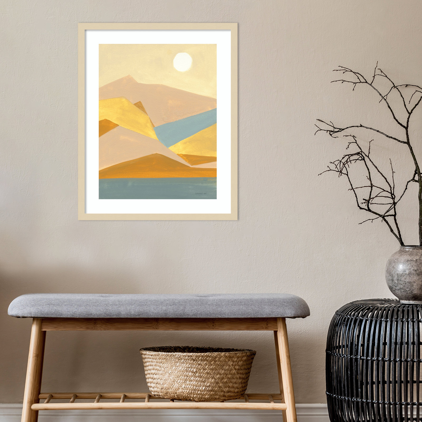 Retro Abstract I Southwest Mountains Print, 36.38" H x 29.38" W x 0.88" D, Brown Framed Paper
