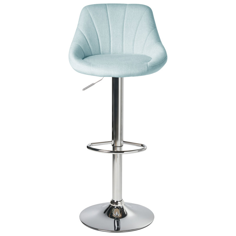 Swivel Upholstered Adjustable Height Counter Stool with Metal Frame, Blue