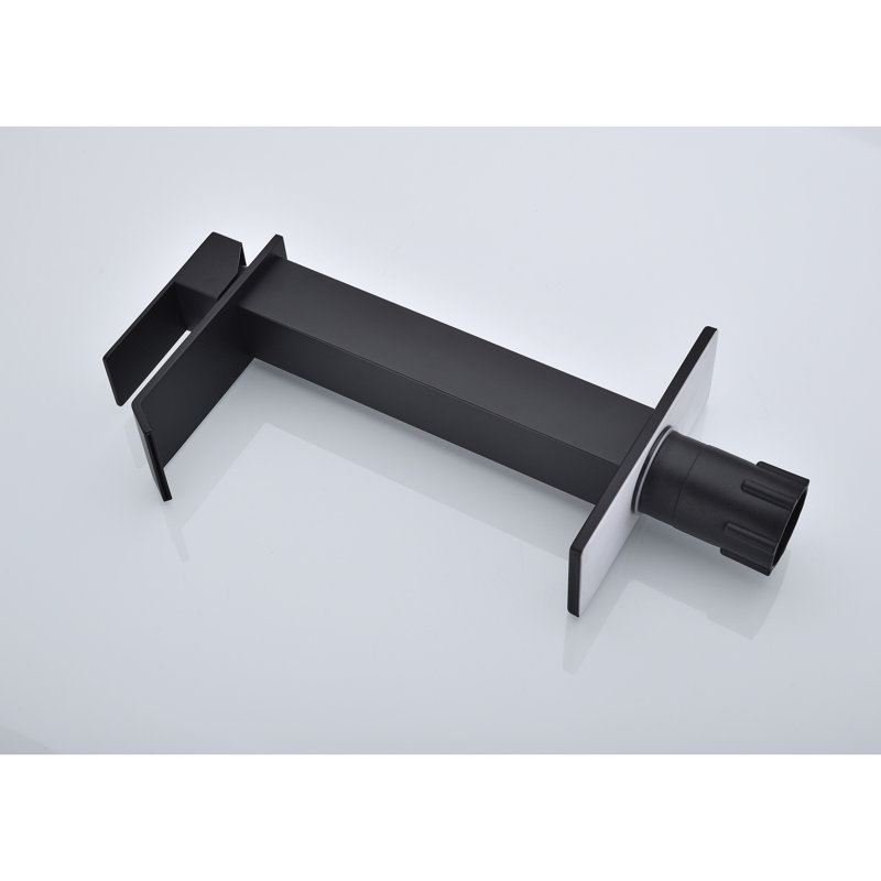 & Bathroom Sink Faucet, Waterfall Spout, Single Lever, Matte Black Stainless Steel, 1.2 Gpm Water Flow, Pop Up Drain Assembly Approved Handle, Corrosion Resistance, Flow Rate,