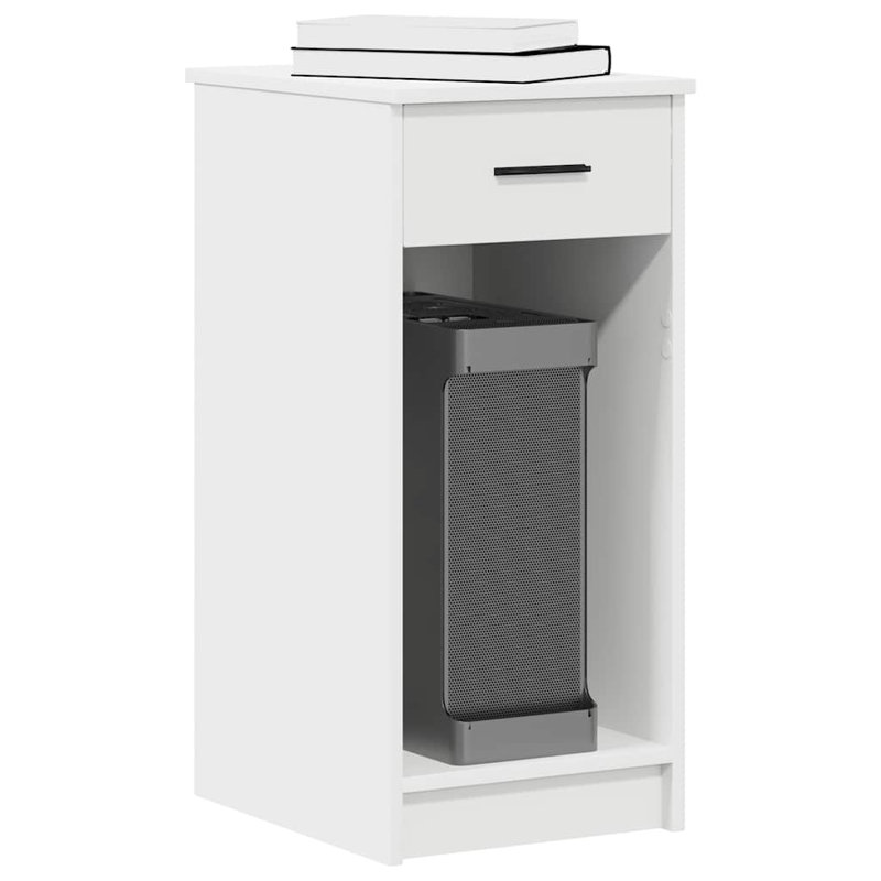 Brezina Manufactured Wood Computer Tower Stand, White