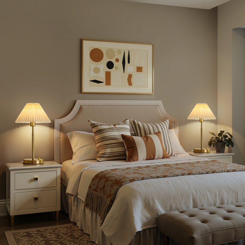  19.16'' Modern Table Lamp with Stepless Dimming and Usb Included, Gold