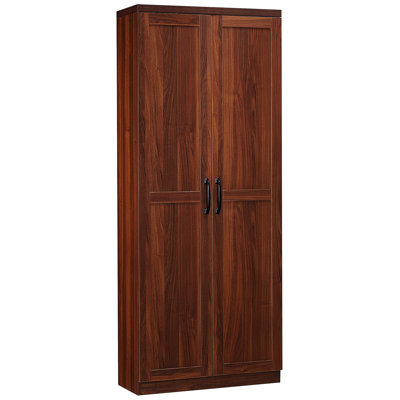 Garde-manger de 63 po, 2 portes avec 5 tablettes et 2 tablettes réglables, brun pour un garde-manger fonctionnel, étagères d'armoire confortables