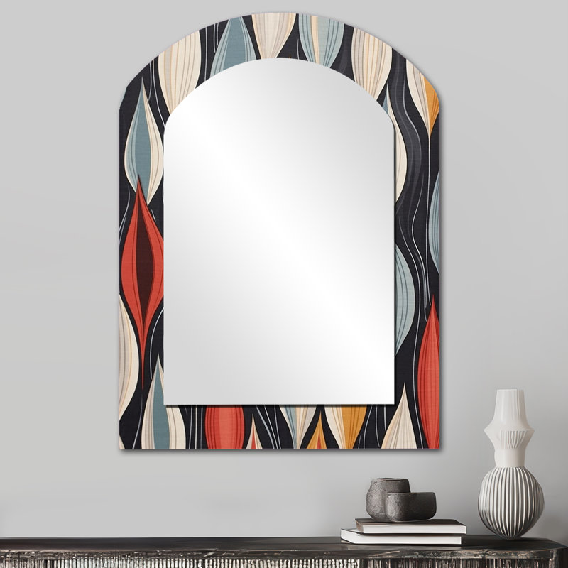 Miroir mural rétro AbstractAleaves II, 34 po x 25 po