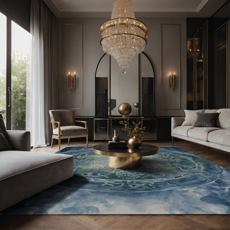 Tapis bleu soyeux et moelleux, Tapis de couloir 2 pi x 5 pi