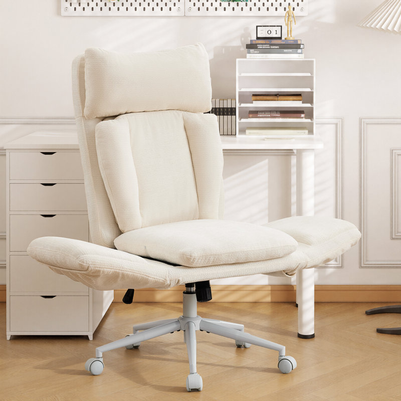 Fauteuil de bureau Big et Tall Criss, Blanc beige