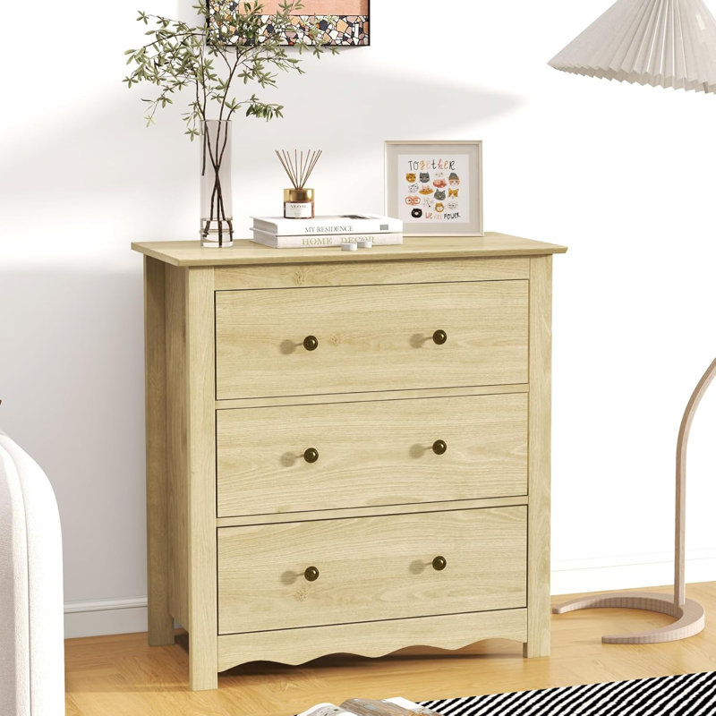 31.49" Wave Design 3-Drawer Nightstand