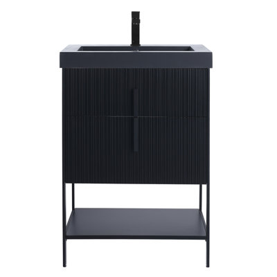  Serenity Modern Bathroom Vanity with Black Gel Acrylic Top