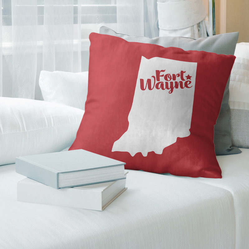 Housse de coussin en coton, Fort Wayne, 14 po x 14 po, Rouge