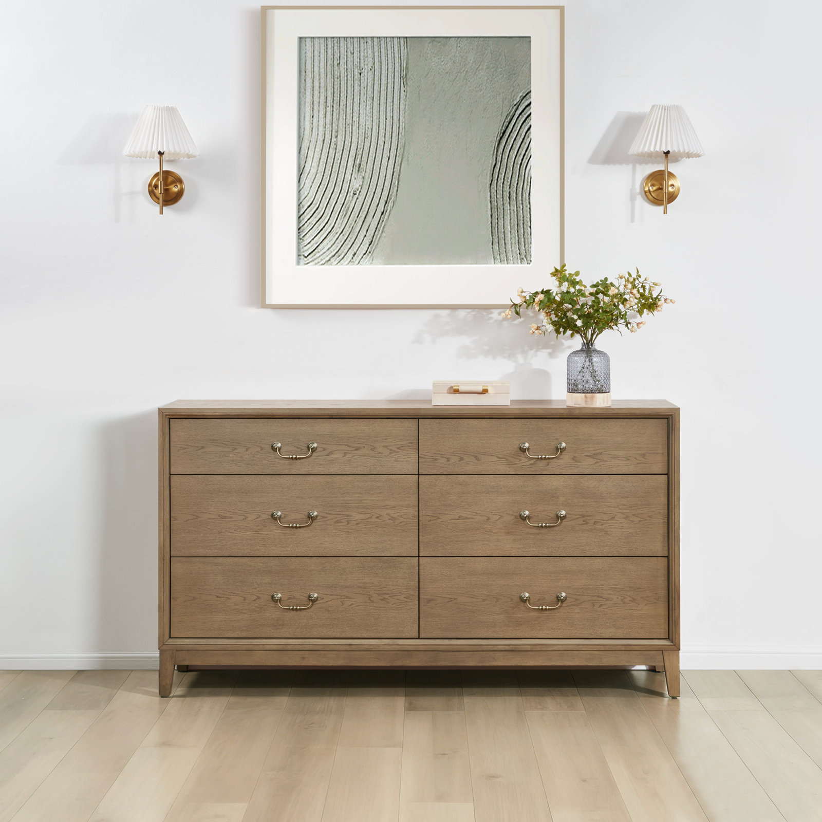Bartlett 67" Oak Double Dresser, Brown