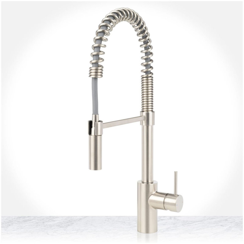 Mia 1.8 GPM Pre-Rinse Pulldown Kitchen Faucet - Includes Optional Deck Plate, Stainless Steel