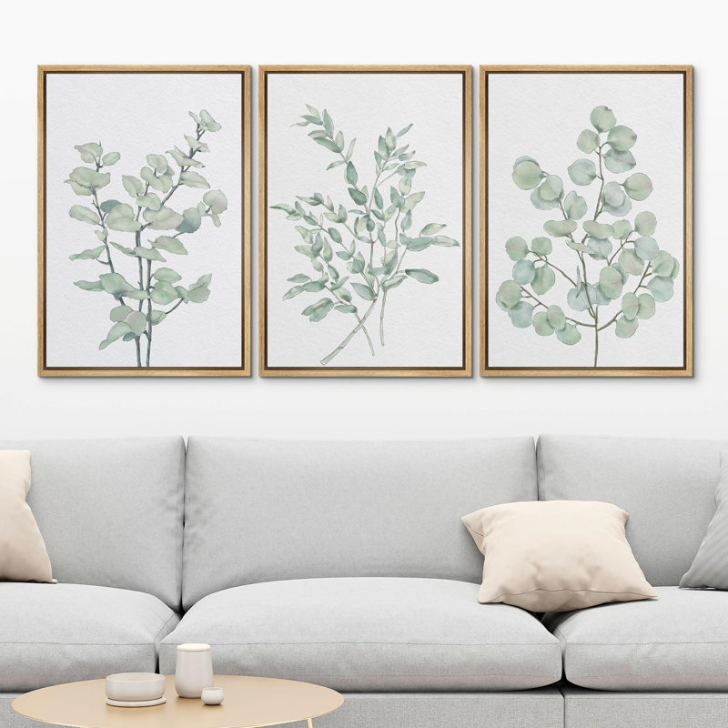 «Greenest Plant Leaves Botanical», 3 pièces, Naturel, H 24 po x l 16 po
