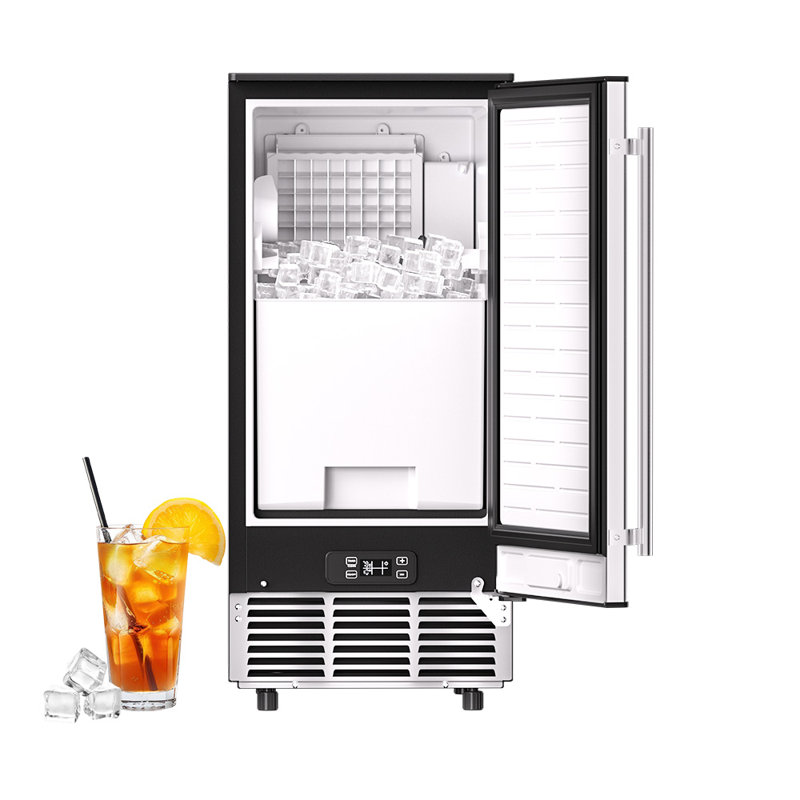 Machine à glaçons 15,75 po 120 lb autoportante / encastrée en acier inoxydable avec bac 30 lb, cuillère à glace