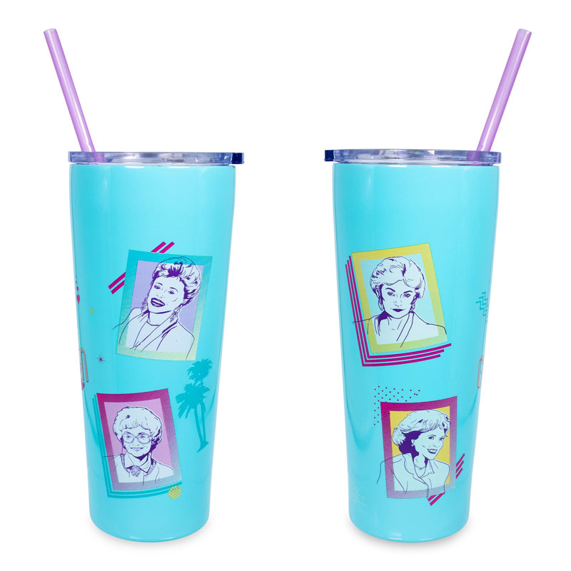 The Golden Girls 22 oz. Gobelet de voyage à double paroi en acier inoxydable avec paille