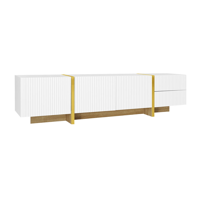 TV Stand for TVs up to 85", White/Yellow