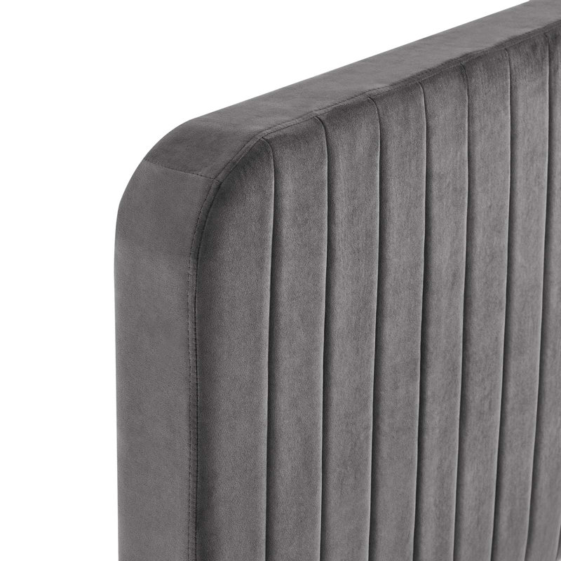 Lit plateforme en velours Celine Channel, Rose, Grand