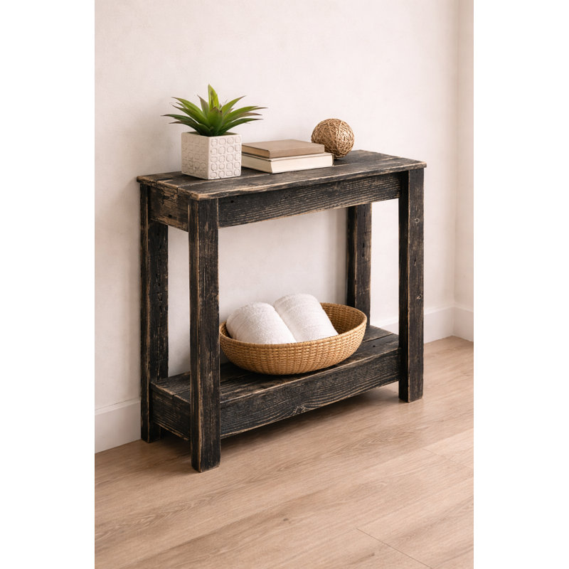 Console étroite en bois récupéré rustique fait à la main l 30 po x P 10 po x H 30 po, Noir