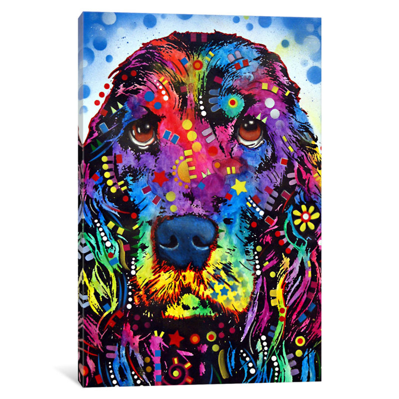 «Cocker Spaniel II» par Dean Russo - reproduction d'art sur toile tendue avec châssis, H 40 po x l 26 po x P 0,75 po