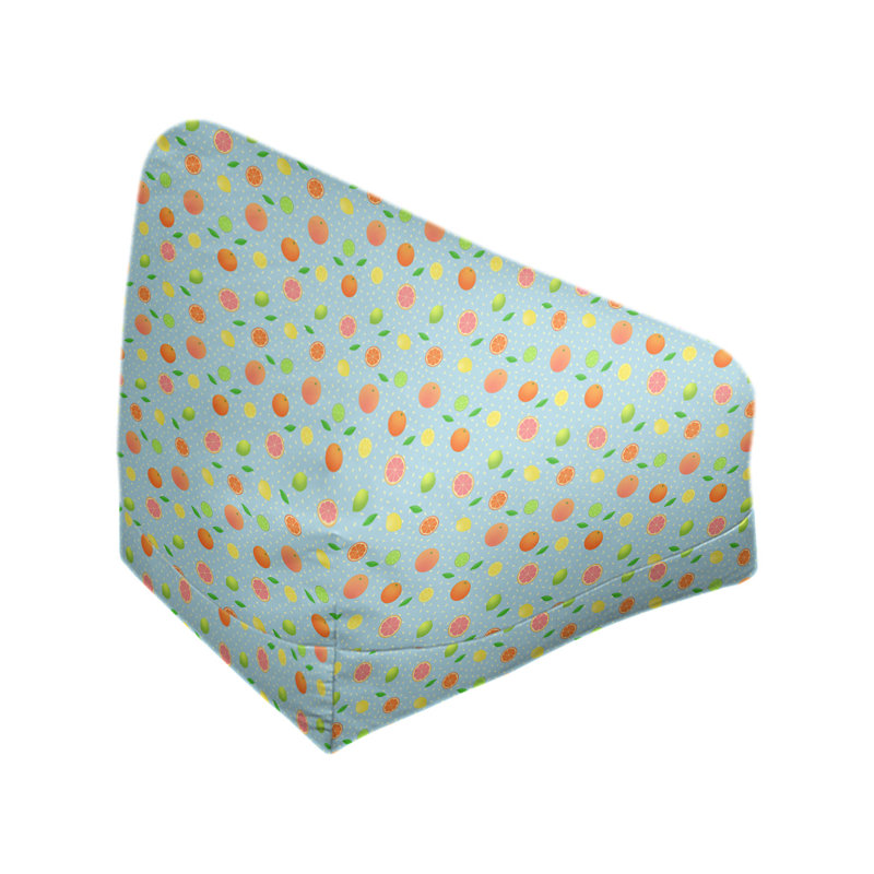 Sac de pois Leffel, H 27 po x l 30 po x P 25 po, Housse de pouf, Bleu, jaune et orange