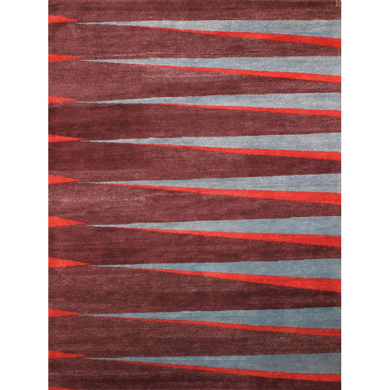 Gammon Geometric Area Rug in Eggplant/Sky Blue/Coral Red, Rectangle 12' x 16'
