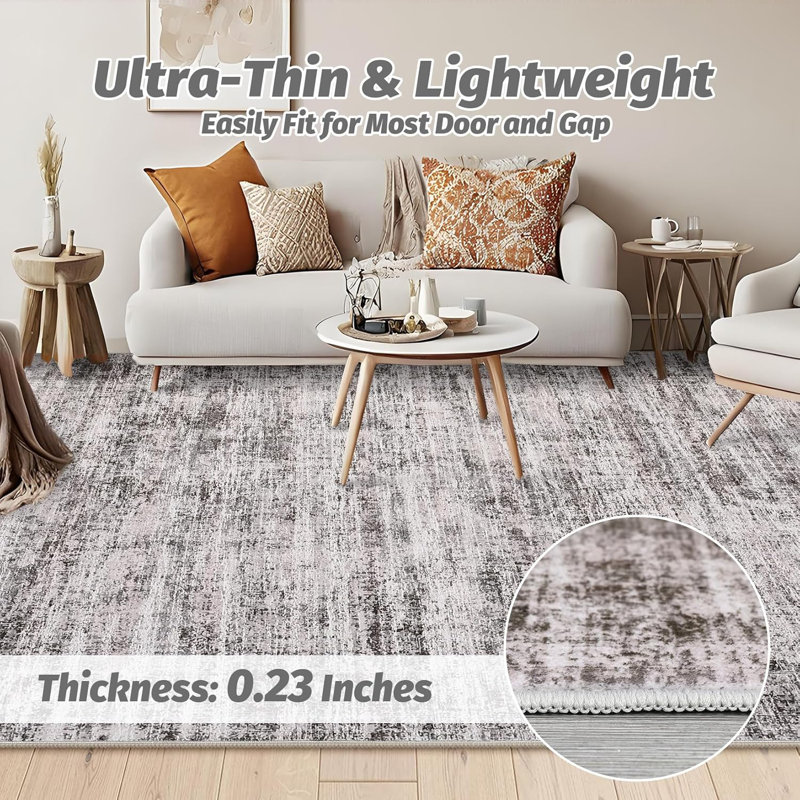 Runner Rug 2X8, Soft Vintage Distressed Washable Rug Runners For Hallways Non-Slip Kitchen Runner, Low Pile Neutral Carpet Runners For Bedroom Laundry Kitchen, Taupe