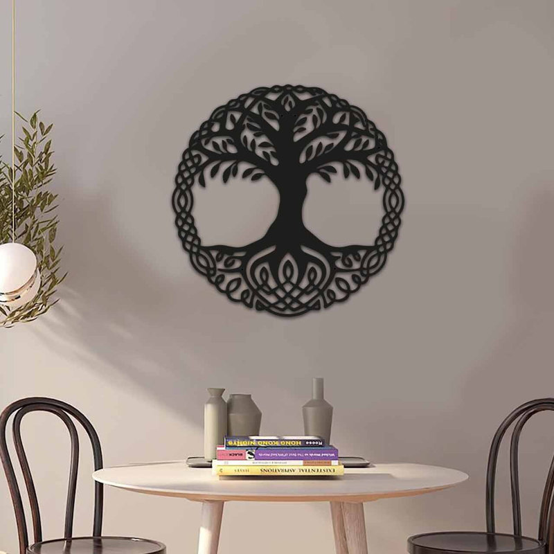 Elegant Decorative Metal Wall Accessory, Black Finish, 19.3 x 19.3 inches | 100% Metal, Thickness: 0.06 inches | Easy Wall Mount Design, Perfect for Modern Home Decor & Stylish Interiors
