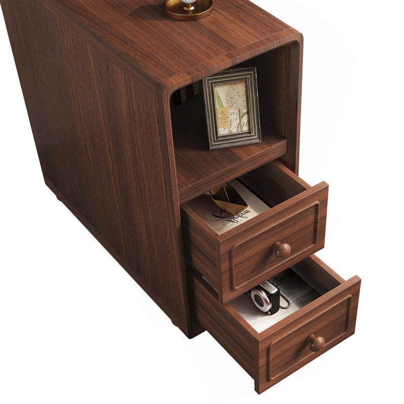 End Table With Drawers,Corner Table With Open Shelves,Tall Side Table For Bedroom And Corner