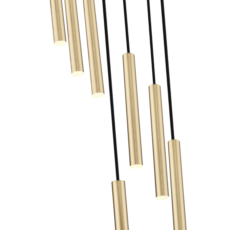Lustre 7 lumières en nickel brossé Mahlum, Doré, 11 lumières