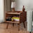 Jahkim Solid Beech Wood Nightstand, Bedside Table w/Open Storage Compartment, Fenced Top, Cable Hole