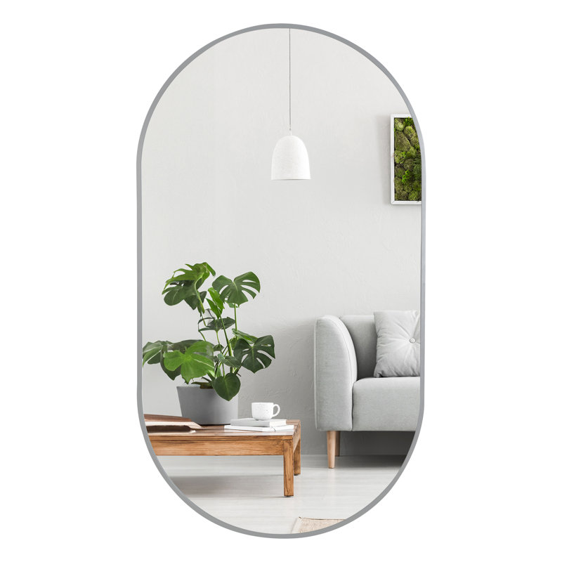 Settimia Metal Flat Wall Mirror, 28" x 20", Silver