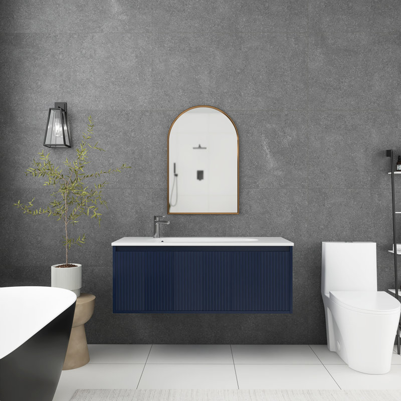 Ensemble de meuble-lavabo mural simple 48 po Hazeleigh