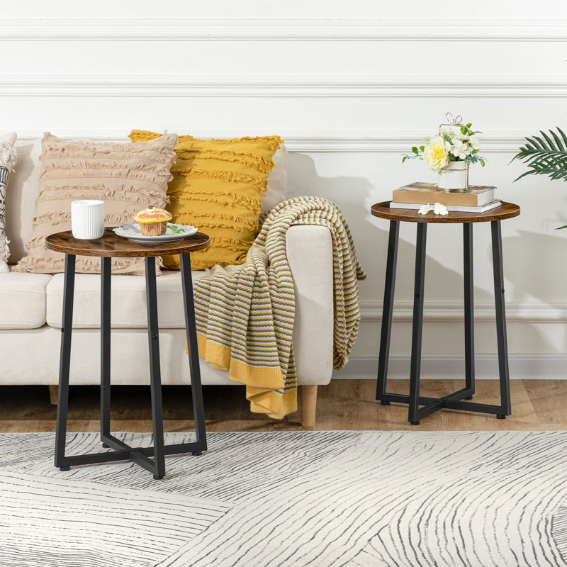Phair 21.7" Round End Table, Brown