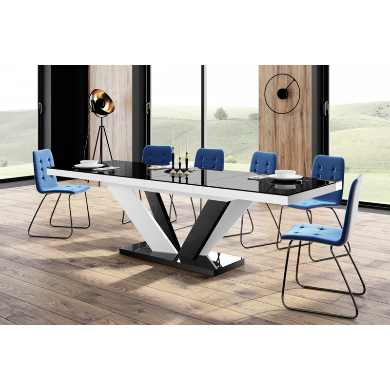 Rekiya Extendable Dining Table, White;Black