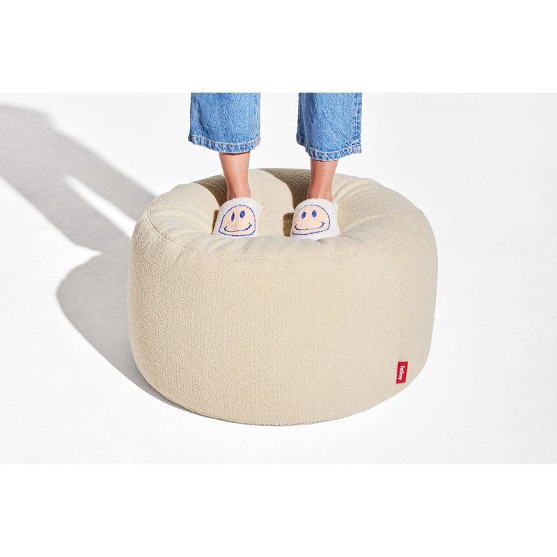 Point Large Sherpa Pouf, Ecru Sherpa