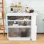 Buffet extensible avec portes en acrylique, panneau perforé et tablette ouverte-129441480