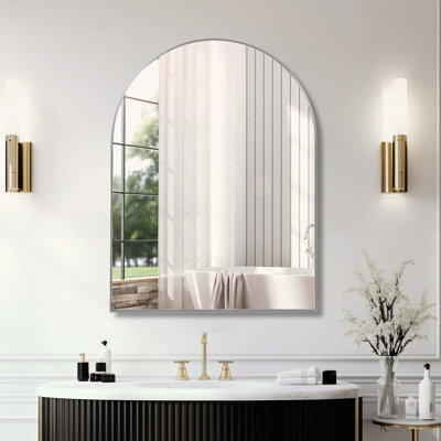 Miroir arqué en métal 30 po x 40 po, durable et élégant avec film incassable