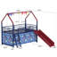 Lit superposé en métal avec glissade, bleu marine et rouge, bord réfléchi pour une escalade sécuritaire en couleur super-héros, structure stable de garde-corps-129961431