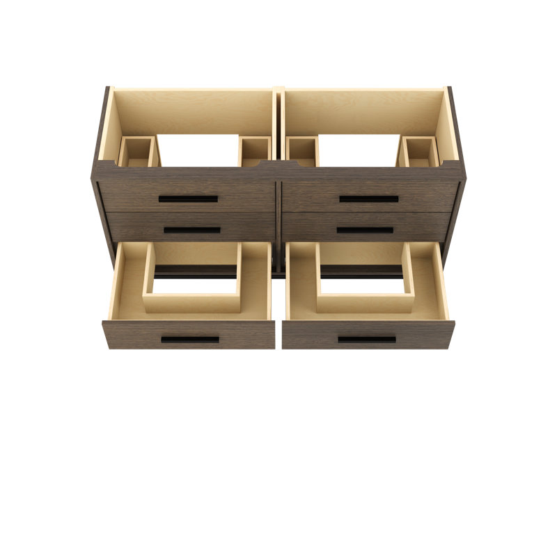 Meuble-lavabo à double tiroir blanc Rift, Fumé moderne, Noir mat, 60"